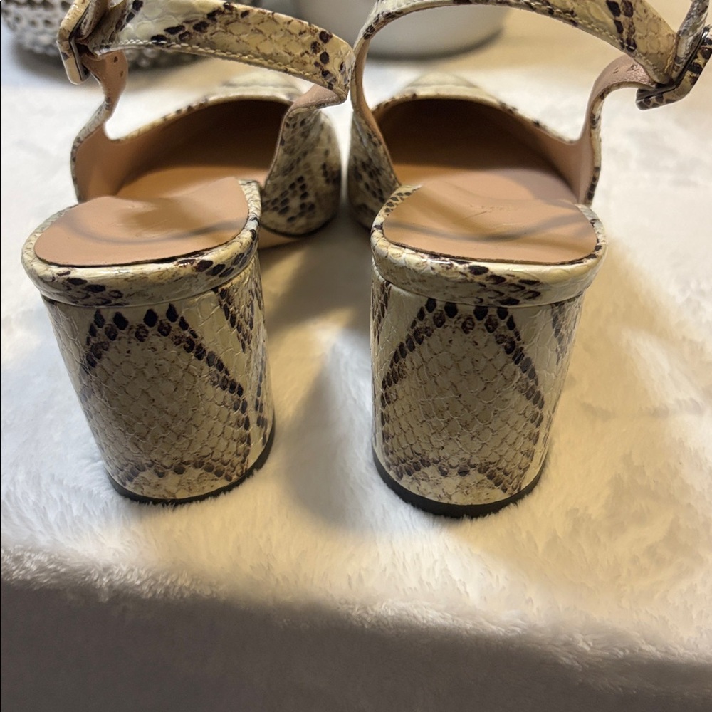 27 EDIT Elaine Snake Print Leather Slingback Dress Heels Size 7 - Picture 4 of 7